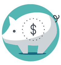 Icon of a piggy bank